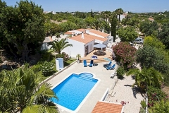 An aerial picture of Vila Maria with pool.