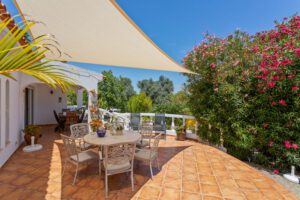 Nice and spacious terrace at your holiday home in the Algarve, Portugal. Close to sea beaches. Praia do Carvoeiro-Benagil nearby