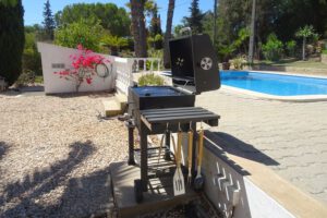 Delicious BBQ on the pool terrace. Swimming pool with fixed ladder with 4 steps, gently sloping bottom. Safe!