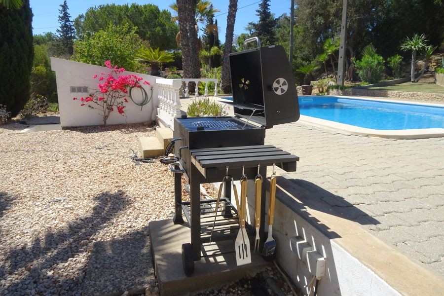 Delicious BBQ on the pool terrace. Swimming pool with fixed ladder with 4 steps, gently sloping bottom. Safe!