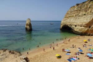 Praia do Carvalho, the Algarve's smuggler's beach. Through carved corridor through caves